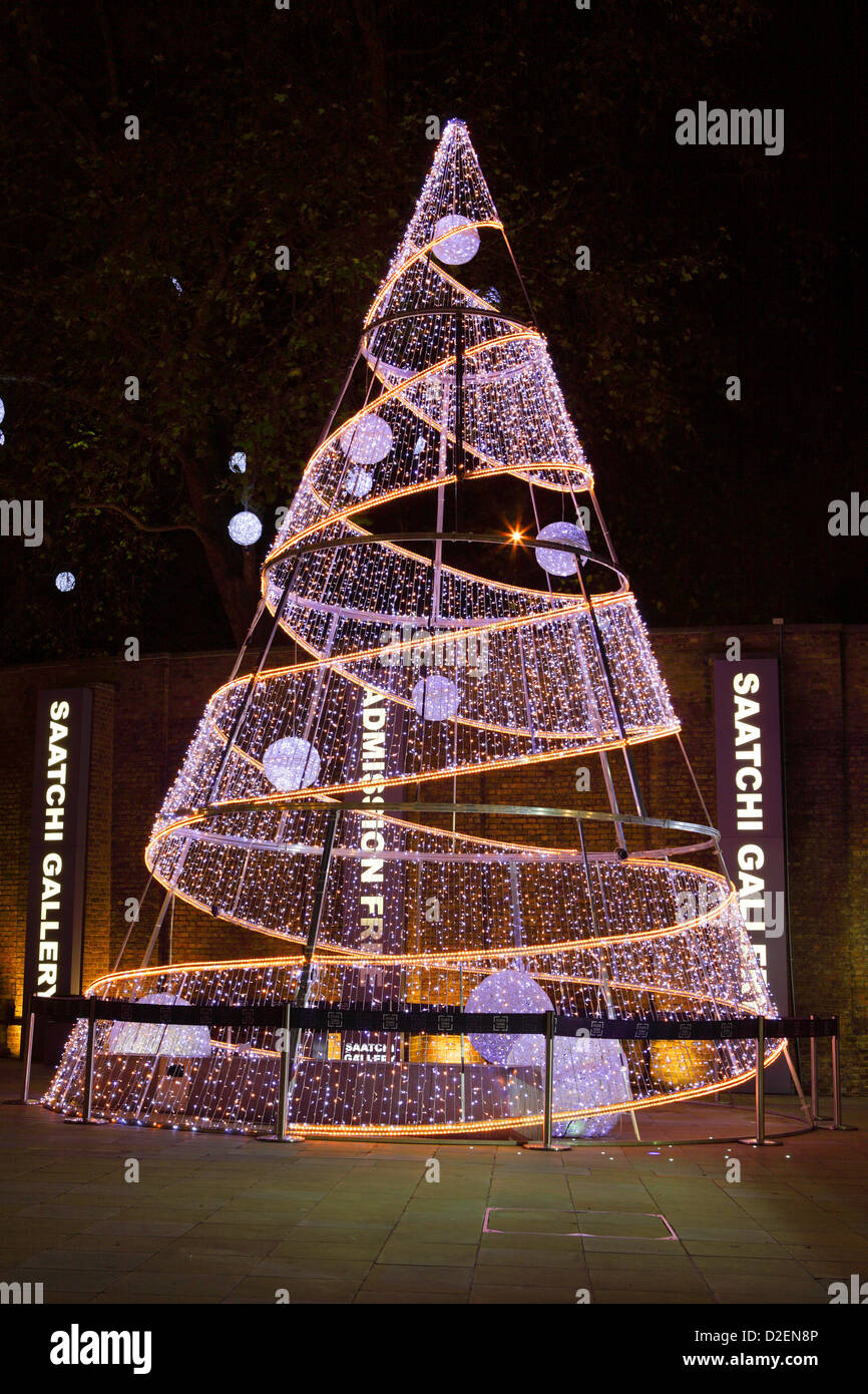 Ornamental lights upon a Christmas tree in Duke of York`s Square in